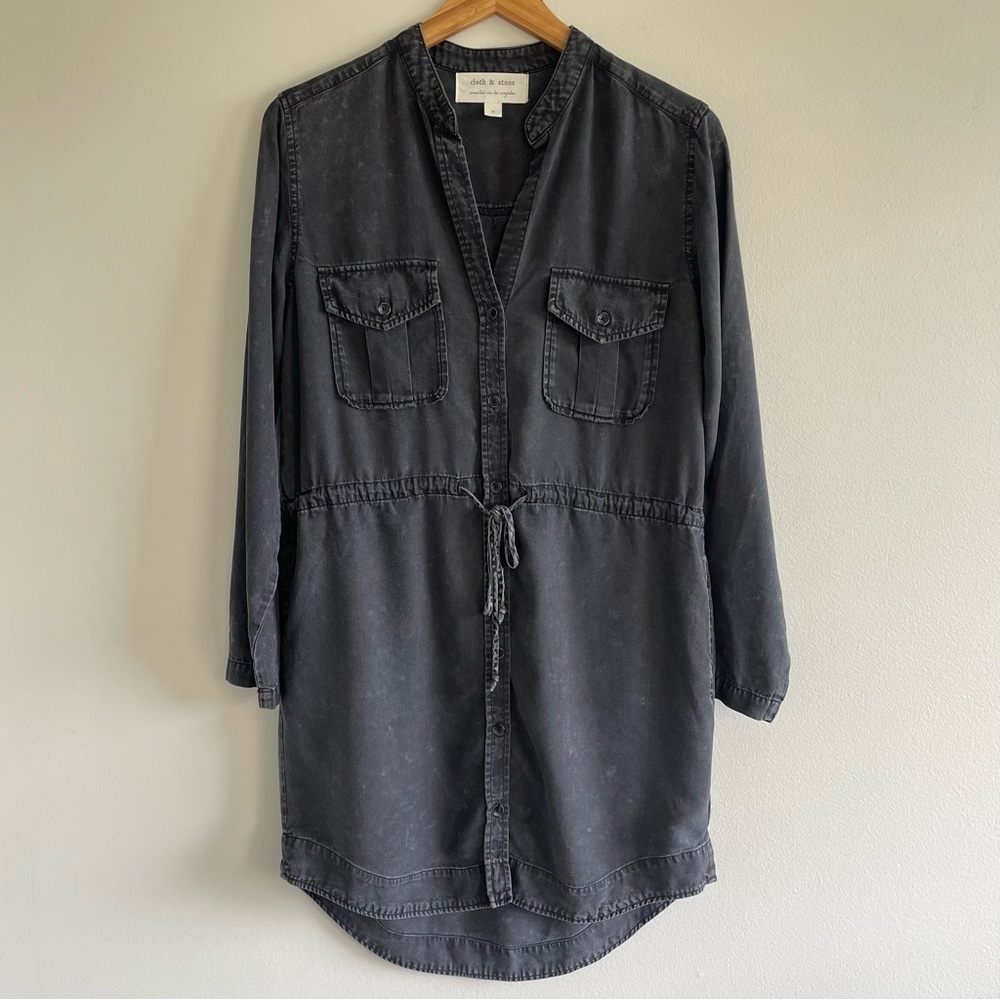 Cloth & Stone Black Button Up Shirt Dress Size Small